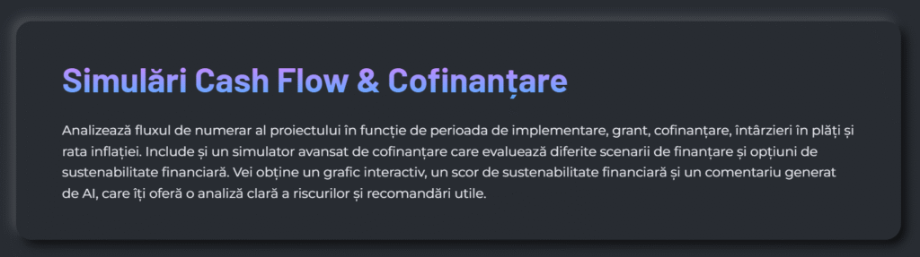 Calculator cashflow si cofinantare fonduri europene