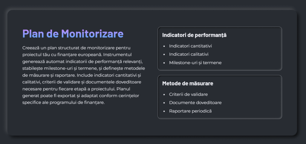 Plan de monitorizare proiect fonduri europene